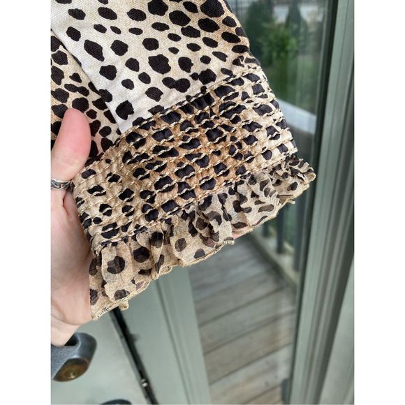 Carlisle Leopard Silk Blend Jacket, Fringe Cream, Black, Brown Blazer, Size 16 - Picture 6 of 10